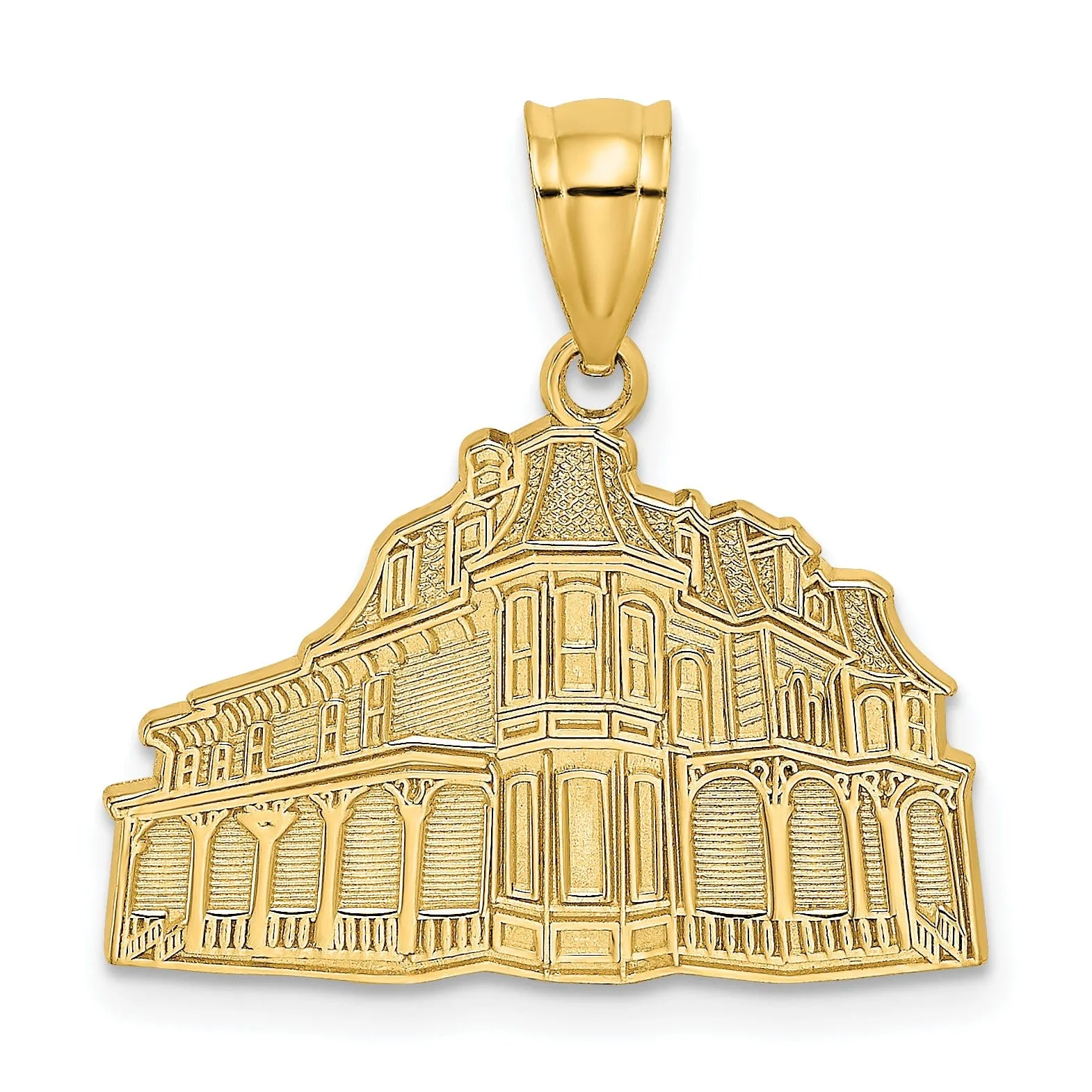 14K Yellow Gold Polished Textured Finish The QUEEN VICTORIA HOUSE - CAPE MAY, NJ Charm Pendant