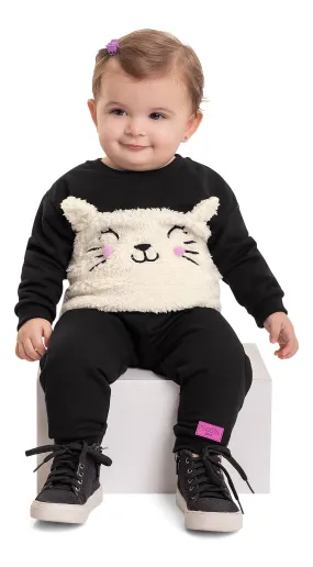 2 Piece Girls Kitty Sweatshirt & Pants