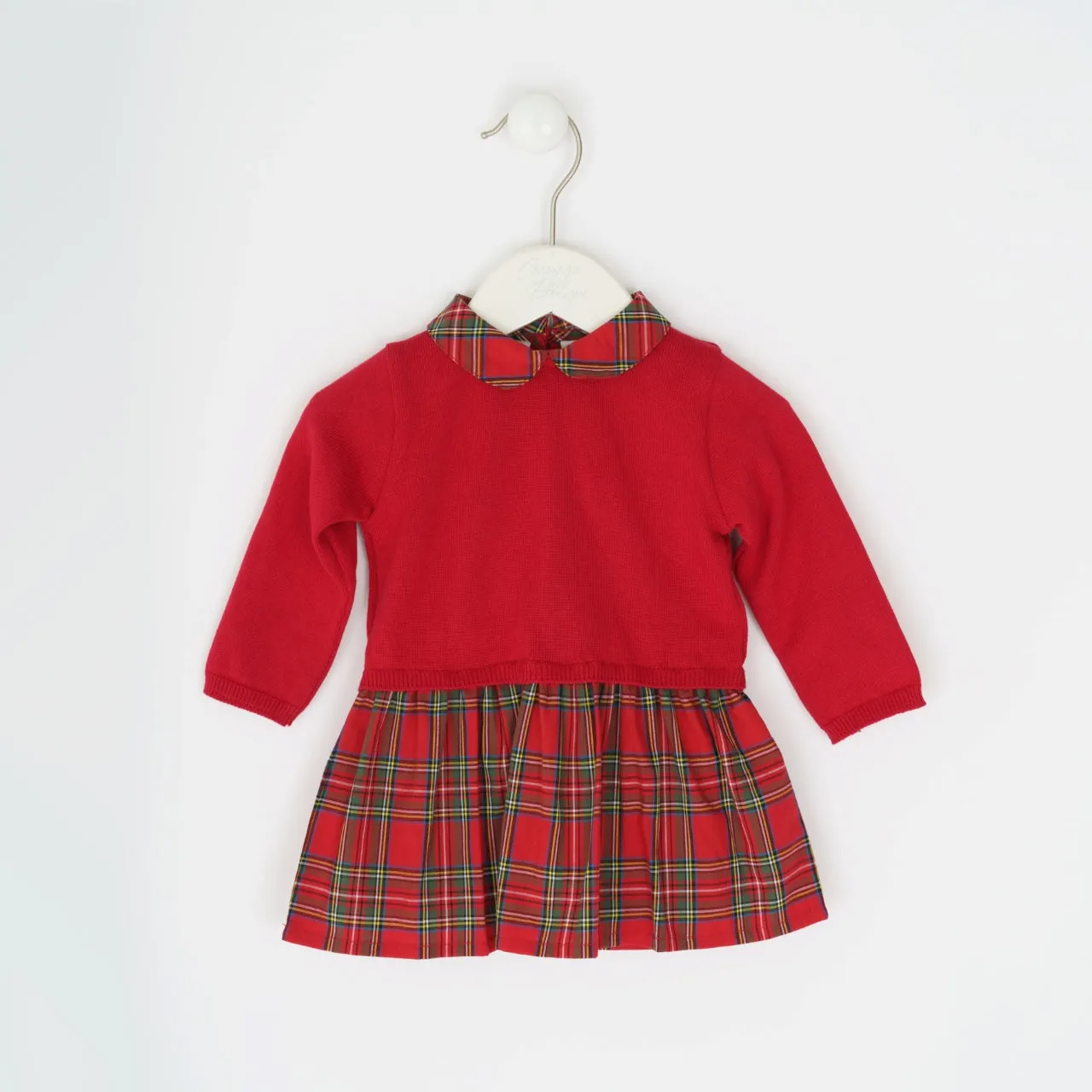 51013-Knit Plaid Long Sleeve Baby & Toddler Girl Dress