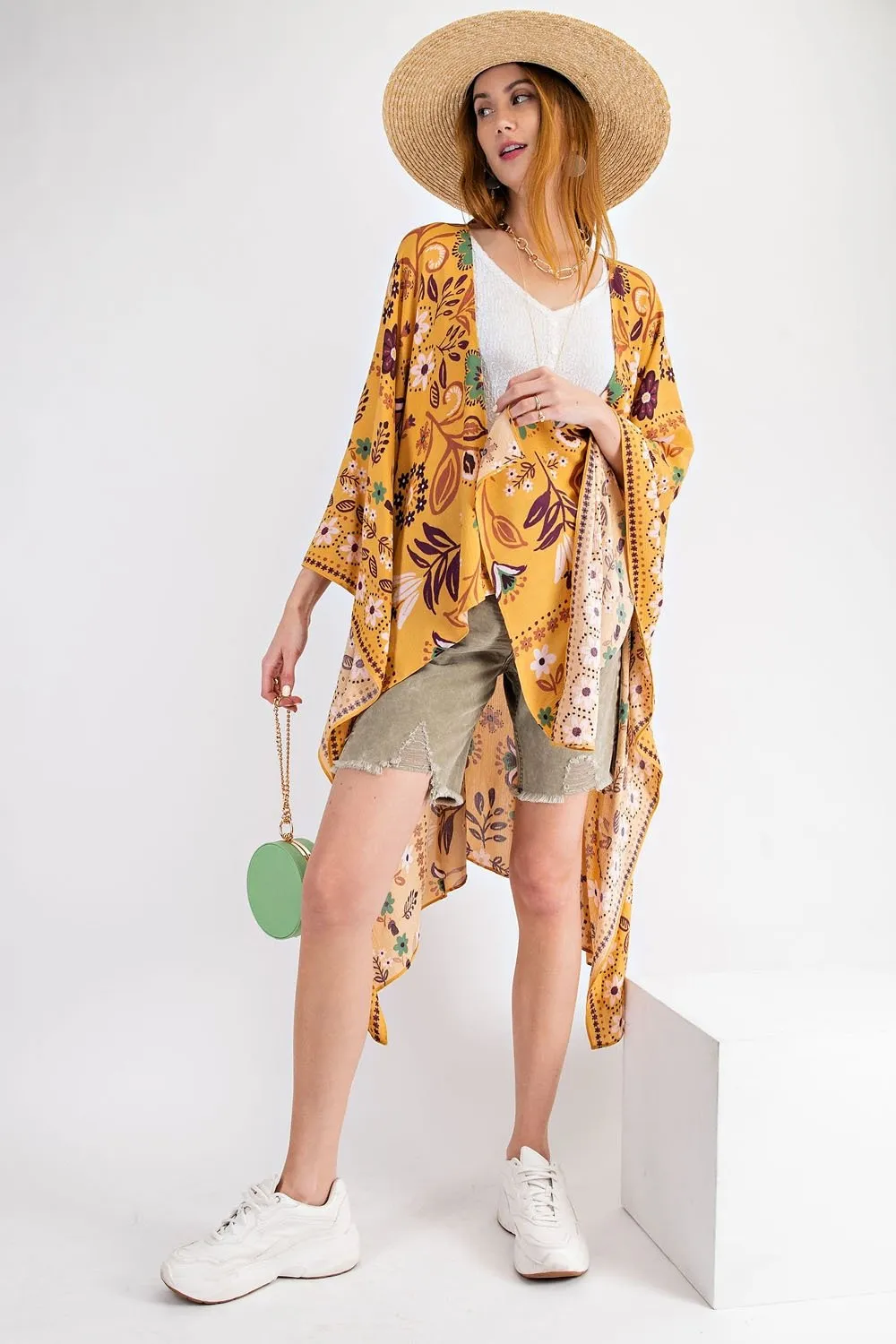 All I Need Flowy Kimono - Scarf Printed Rayon Crepon Kimono