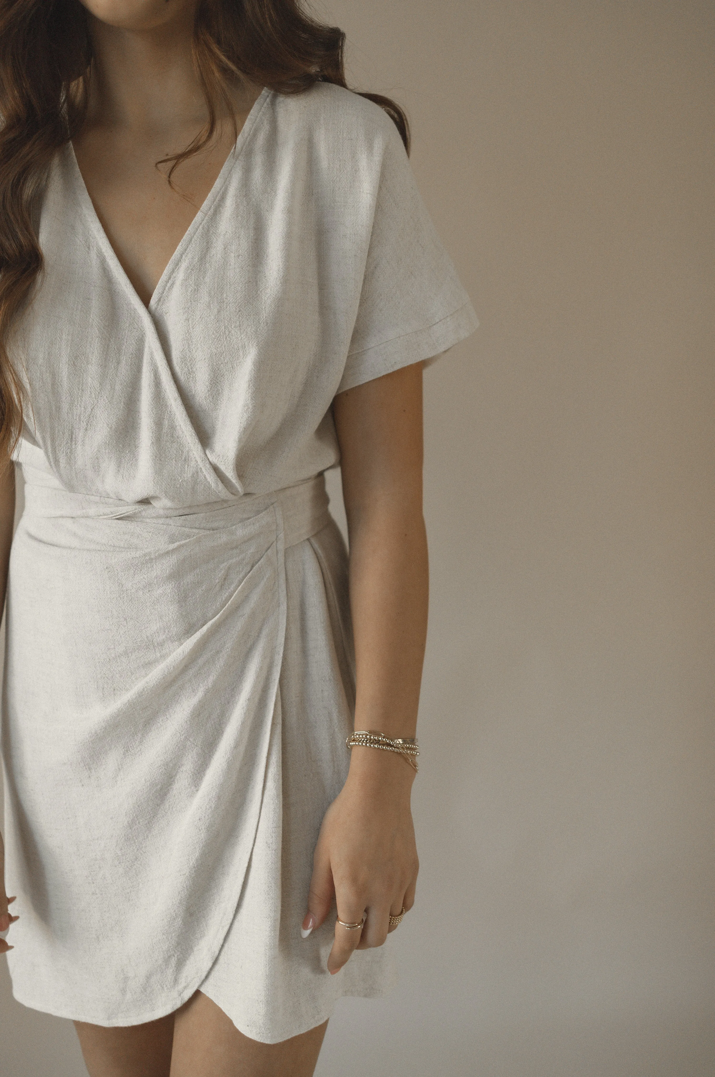 Allie Linen blend wrap dress