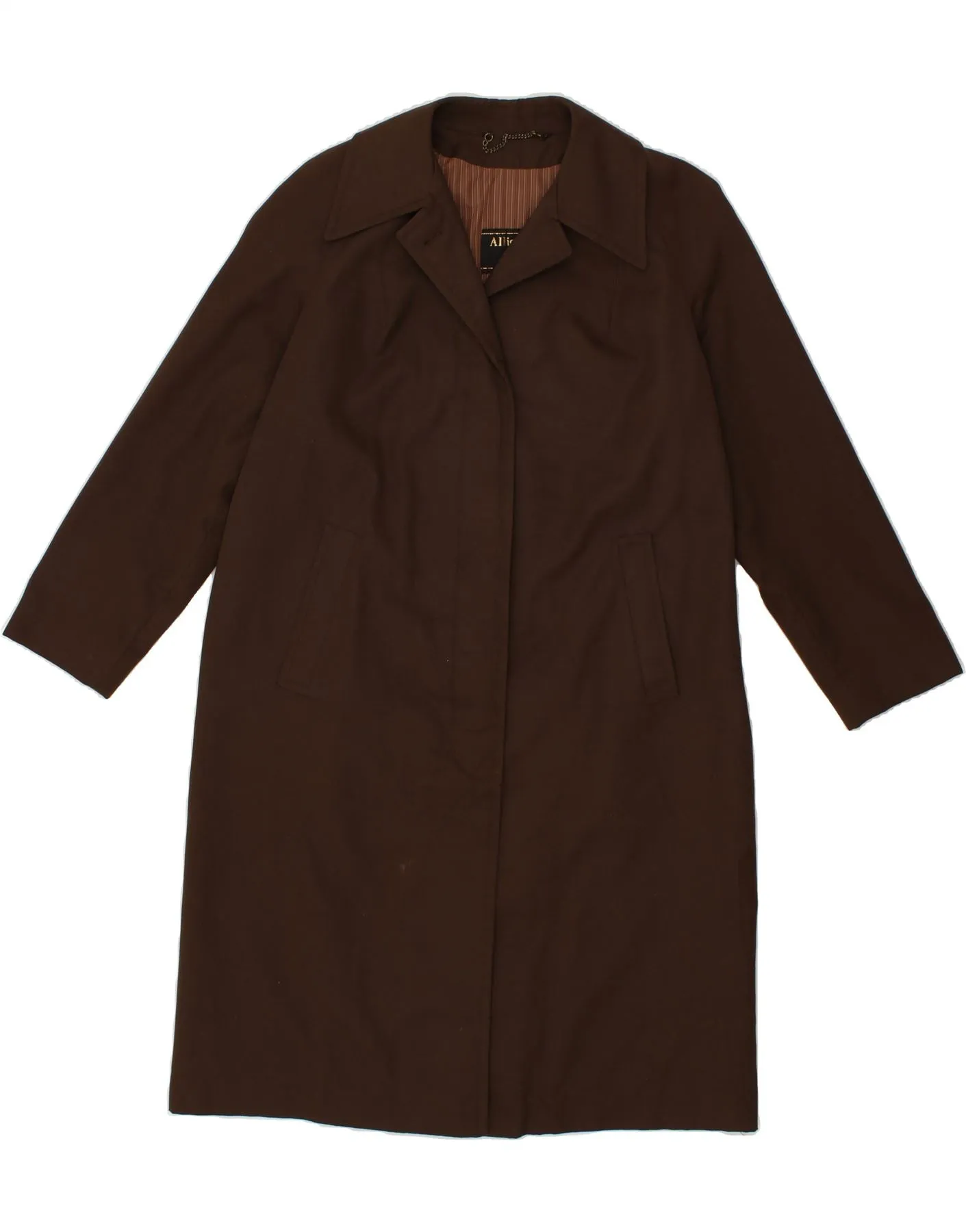 ALLIGATOR Womens Overcoat UK 14 Large Brown Polyester