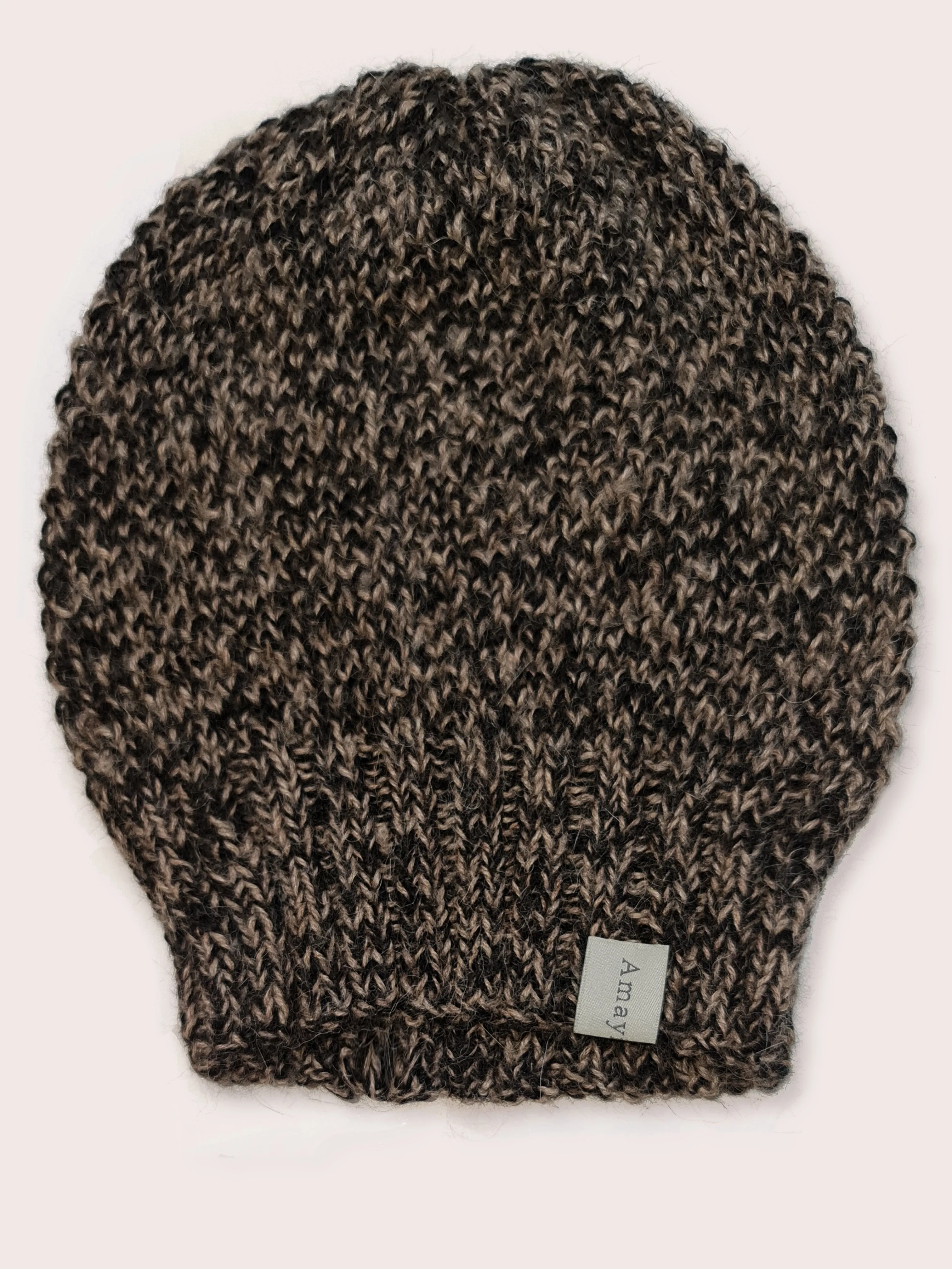 Amayi Alpaca - Beanie Hat  Black & Camel Mix