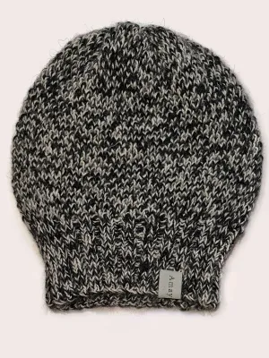 Amayi Alpaca - Beanie Hat Pale Grey & Black