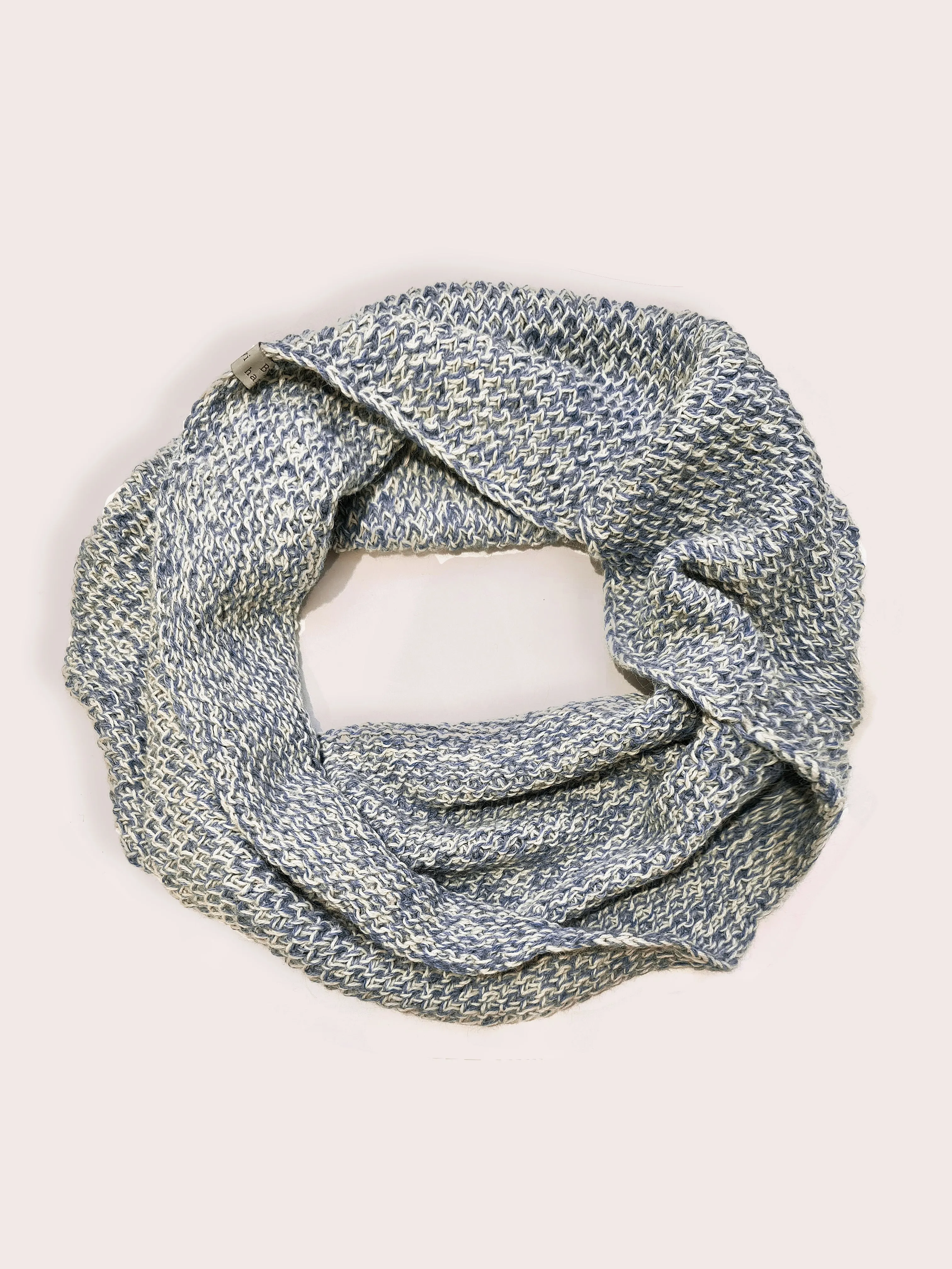 Amayi Alpaca - Flecked Infinity Scarf (Small) Aqua Blue & Cream