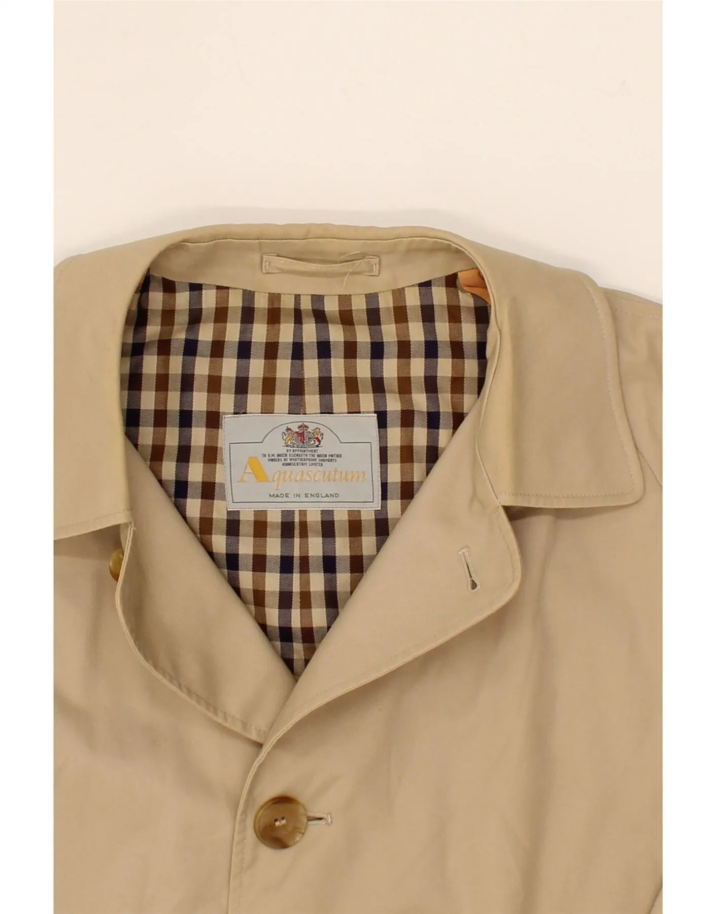 AQUASCUTUM Mens Overcoat UK 38 Medium Beige Cotton