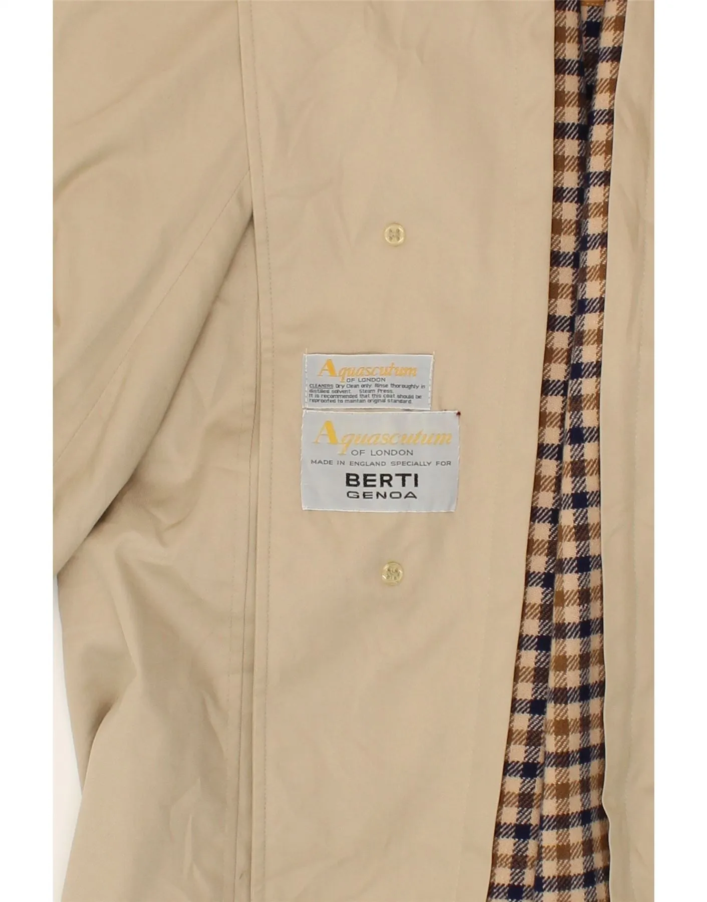 AQUASCUTUM Mens Overcoat UK 40 Large Beige Wool