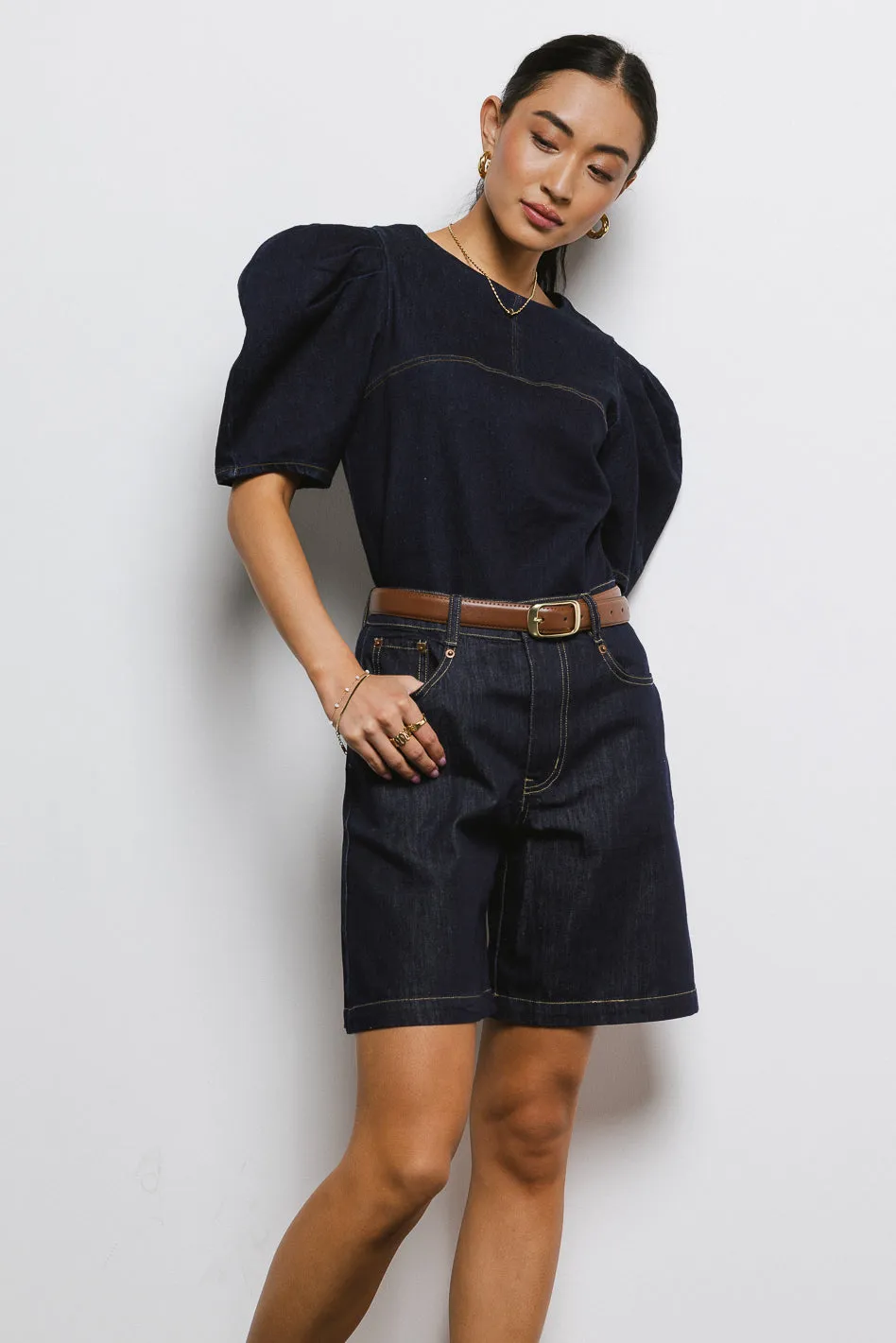 Aubree Denim Top in Dark Wash