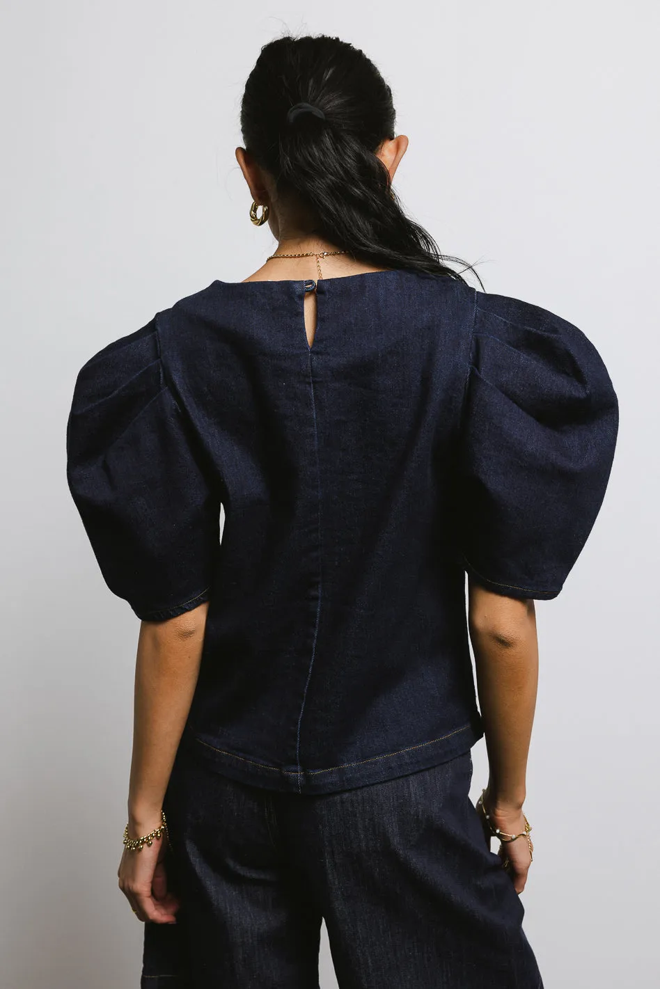 Aubree Denim Top in Dark Wash