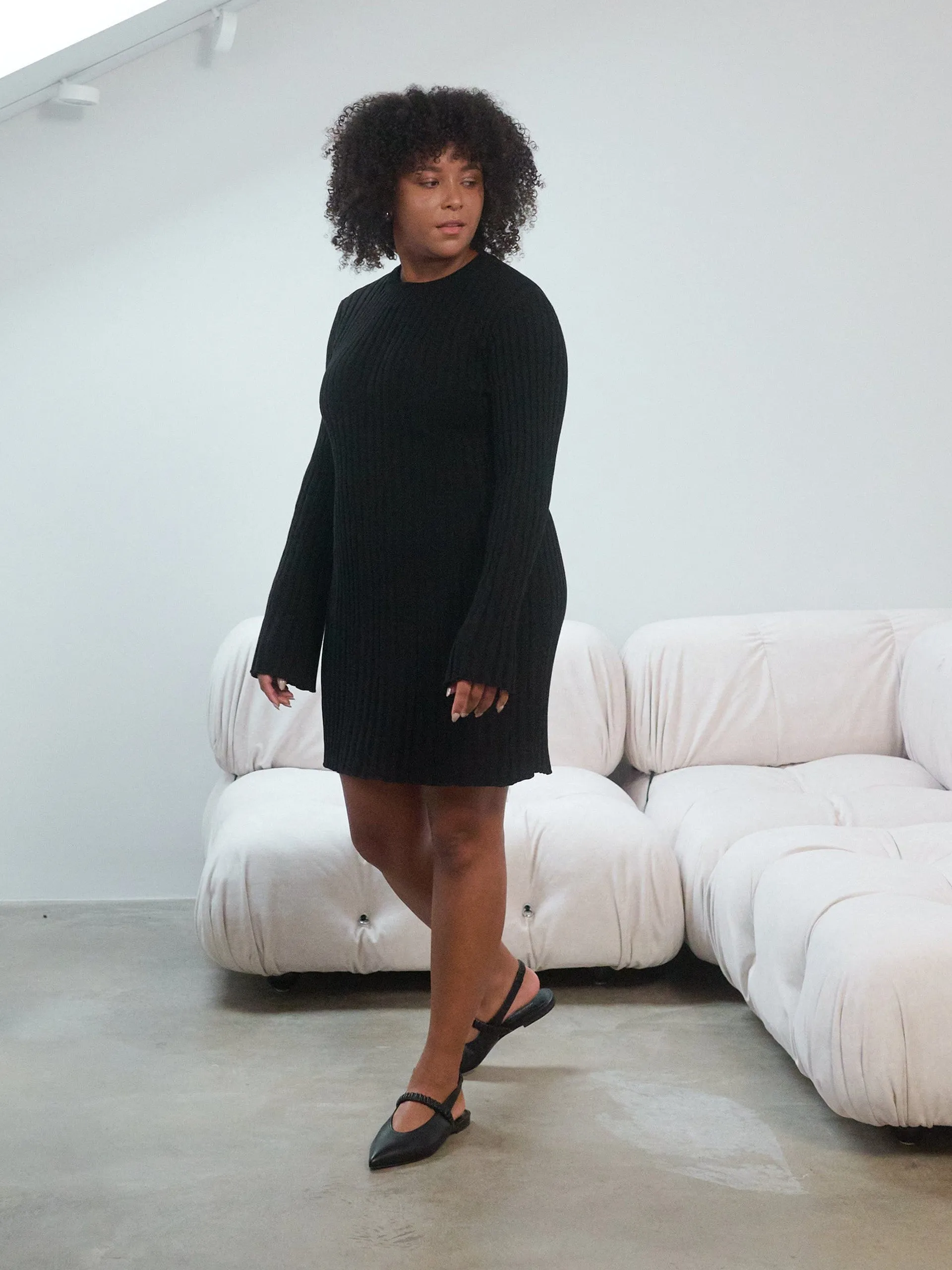 Aušra black cotton mini dress