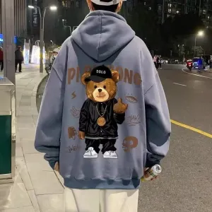 Autumn Bear Print Casual Harajuku Hoodie