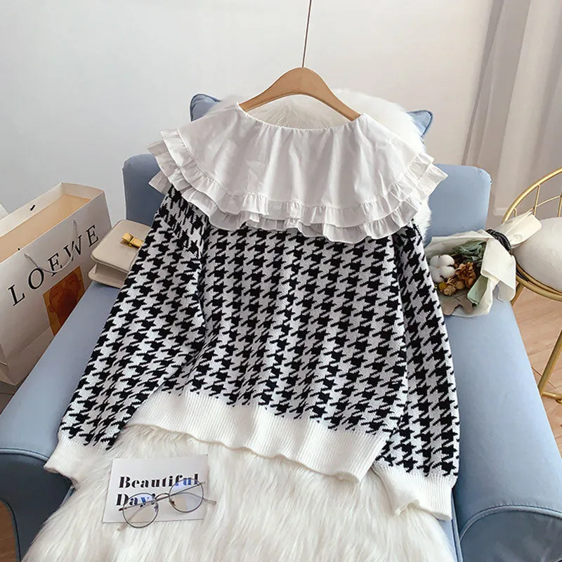 Baby collar sweater loose, thin and lazy, wearing a sweater and coat  4932