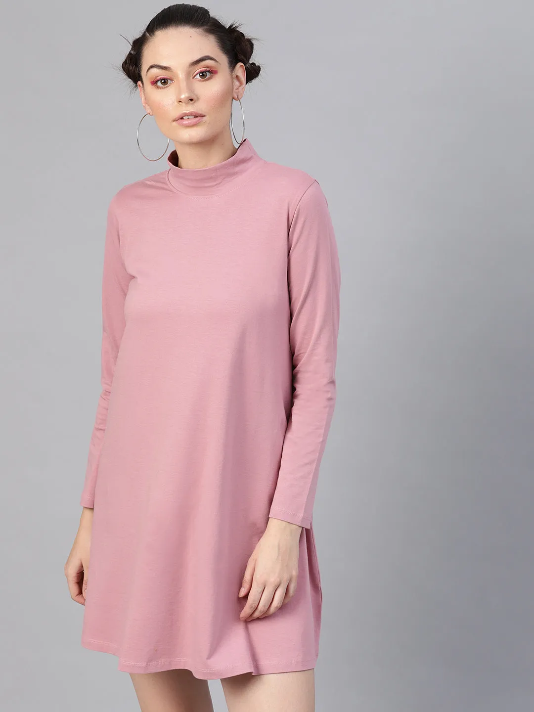 Baked Pink Turtle Neck Tent Dress