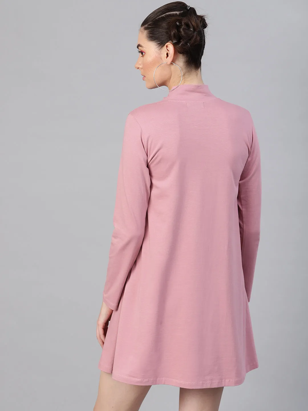 Baked Pink Turtle Neck Tent Dress