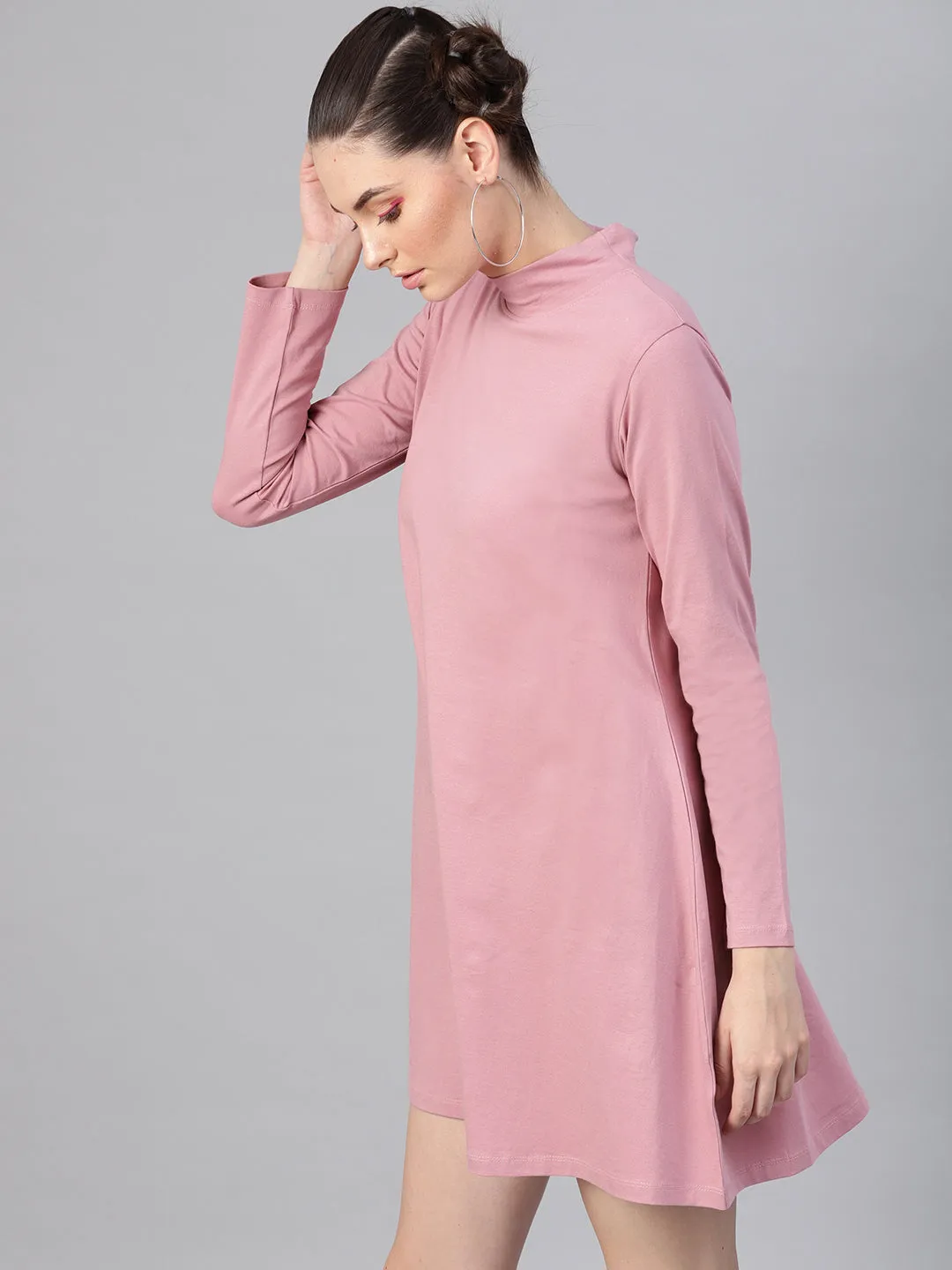 Baked Pink Turtle Neck Tent Dress