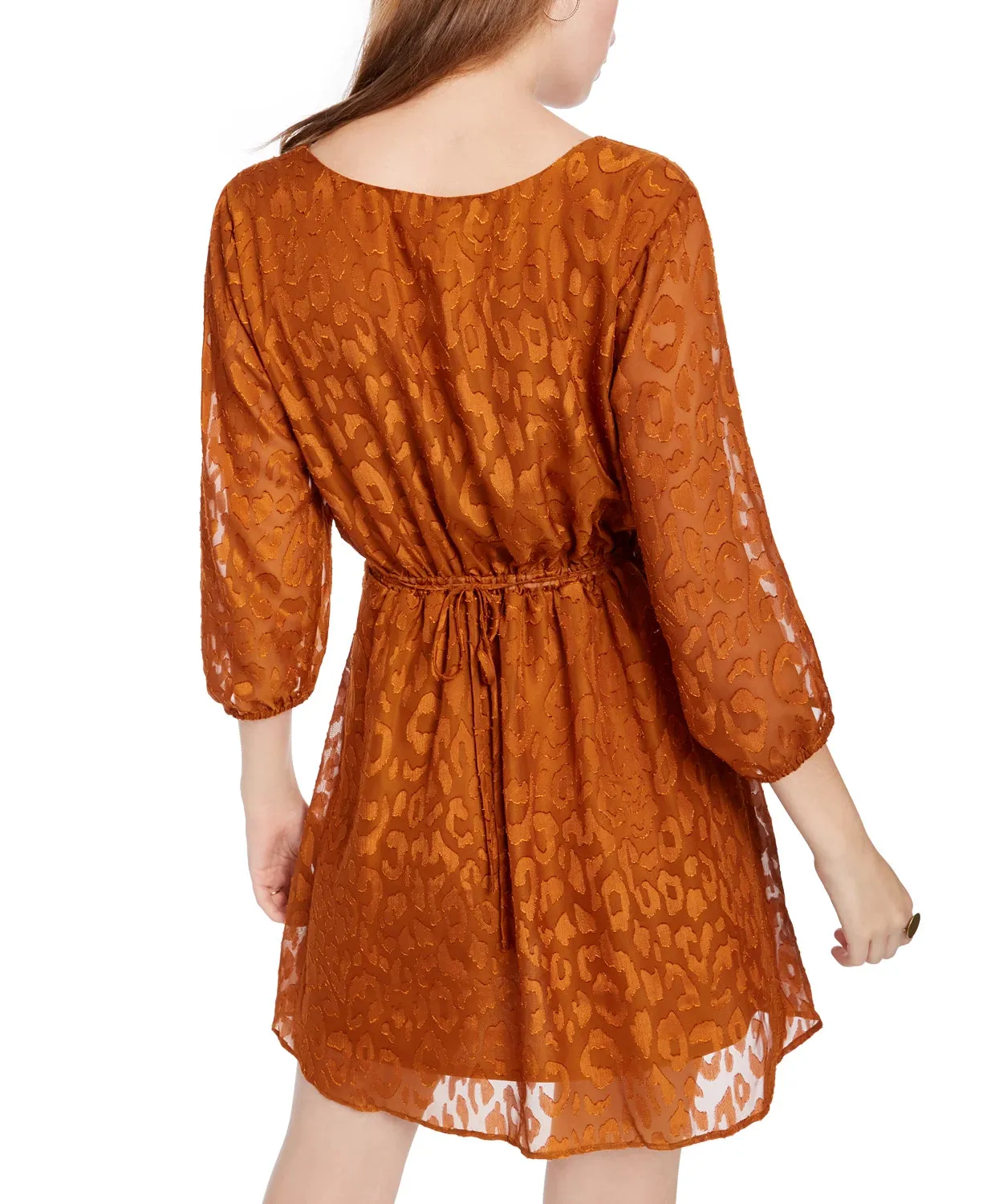 BCX Junior's Embossed Cheetah Dress Orange Size Medium