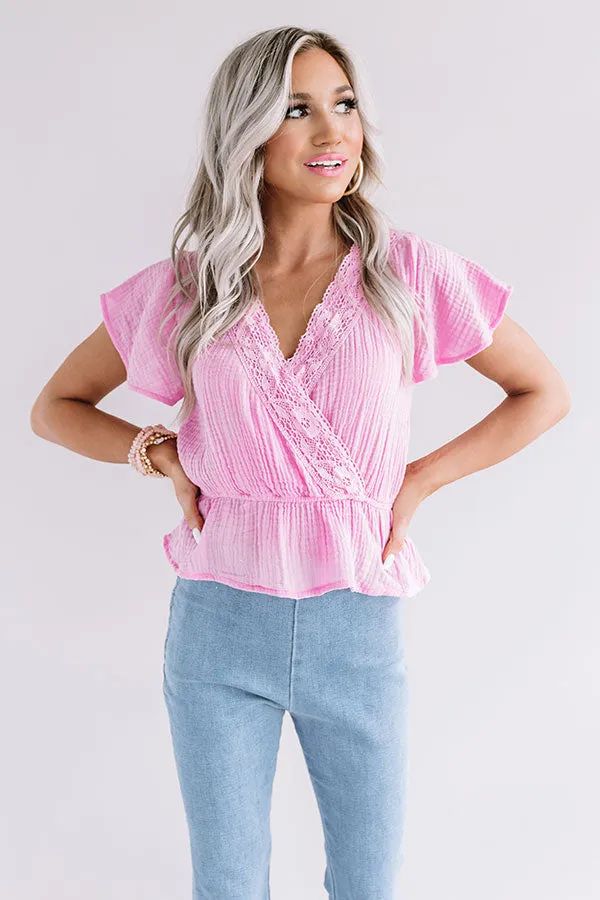 Beachy Brilliance Crochet Top In Pink