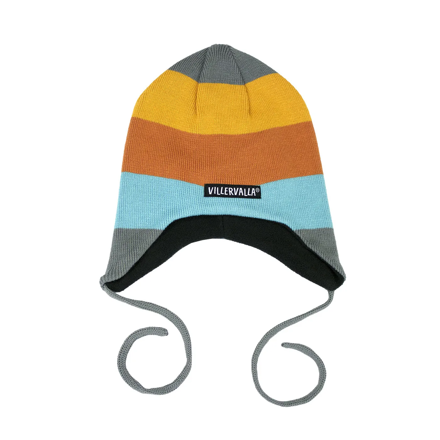 Beijing Stripe Knit Hat with Lining and Strings