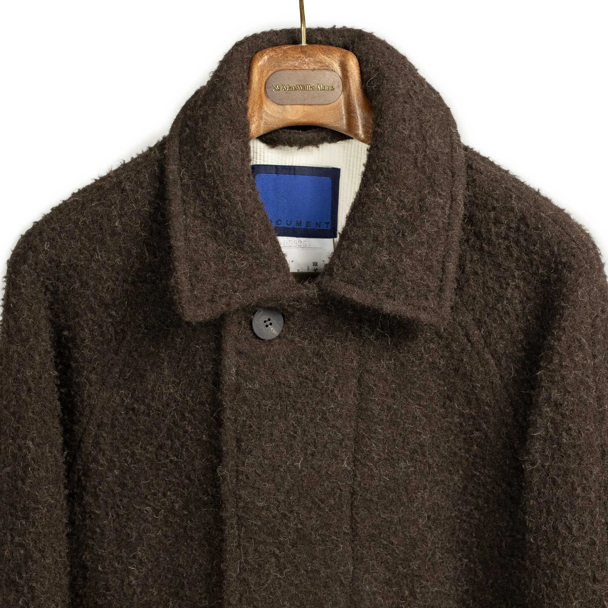 Belted balmaacaan overcoat in brown Casentino wool