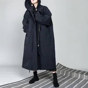 Black Hooded Oversized Coat | Millennials