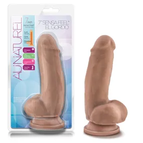 Blush Au Naturel 7 in. El Gordo Posable Dual Density Dildo with Balls & Suction Cup Tan