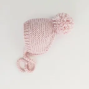 Blush Garter Stitch Knit Bonnet