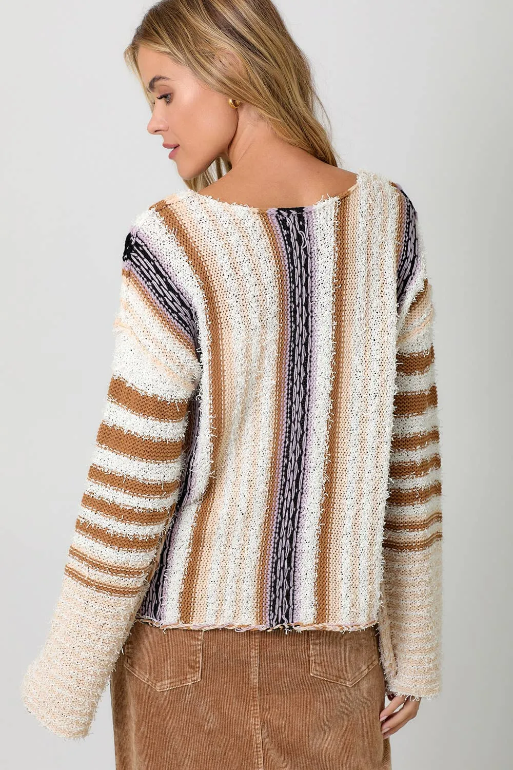 Boat Neck Fuzzy Fall Sweater