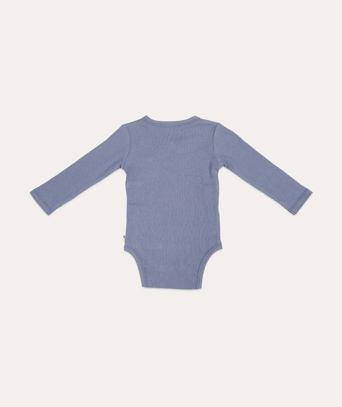 Bodysuit Wrap Long Sleeves Rib - Blue