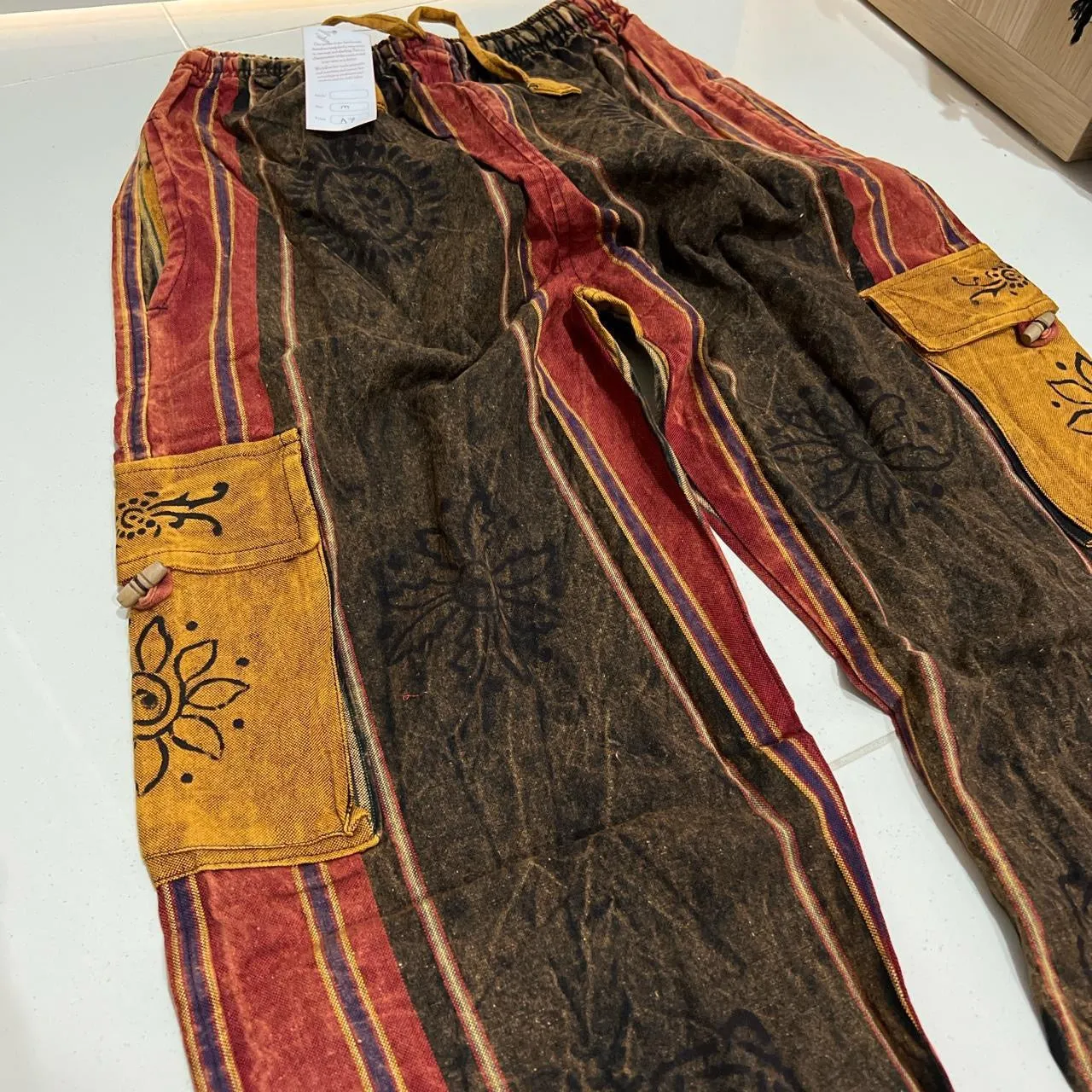 Boho Trousers Pants Size Large Size 10 - 12 Handmade Festival Hippie Boho Trousers