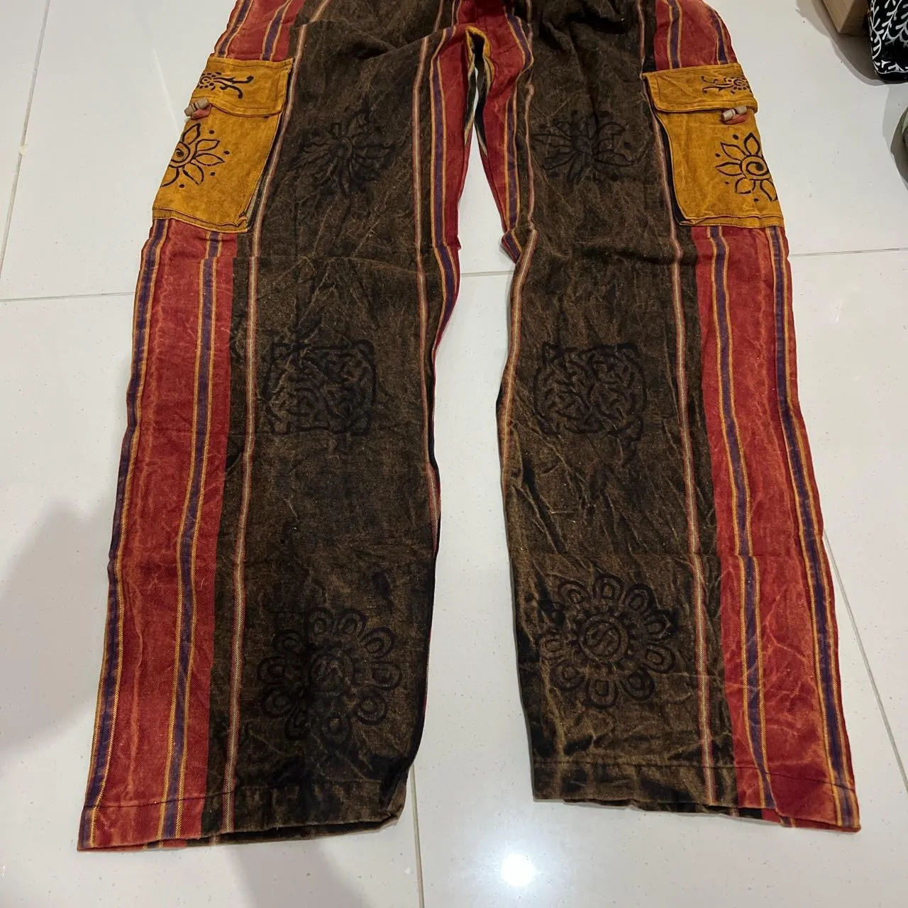 Boho Trousers Pants Size Large Size 10 - 12 Handmade Festival Hippie Boho Trousers