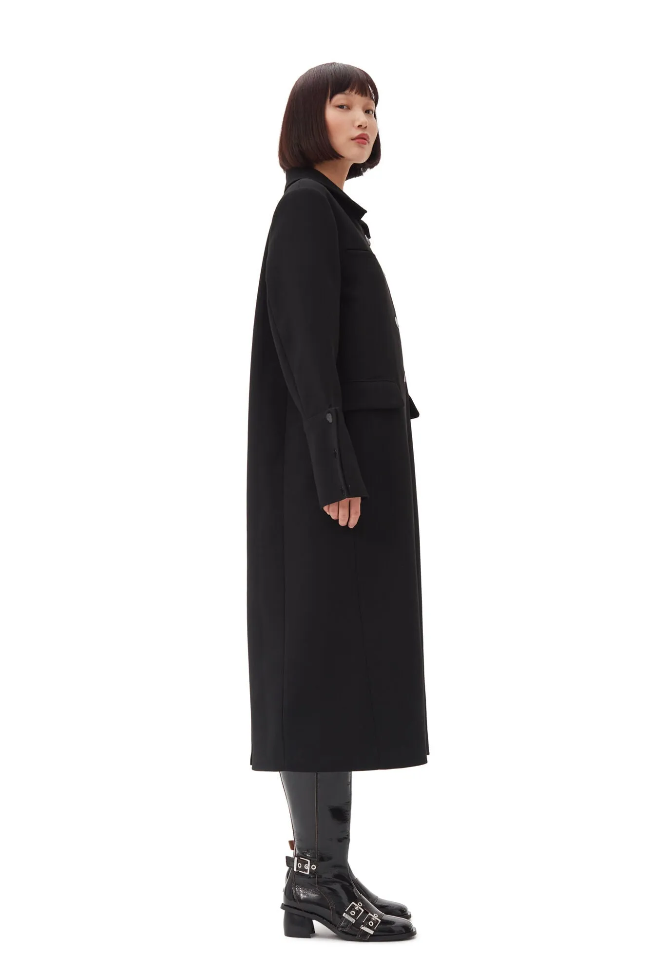 Bonded Crepe Coat | Black