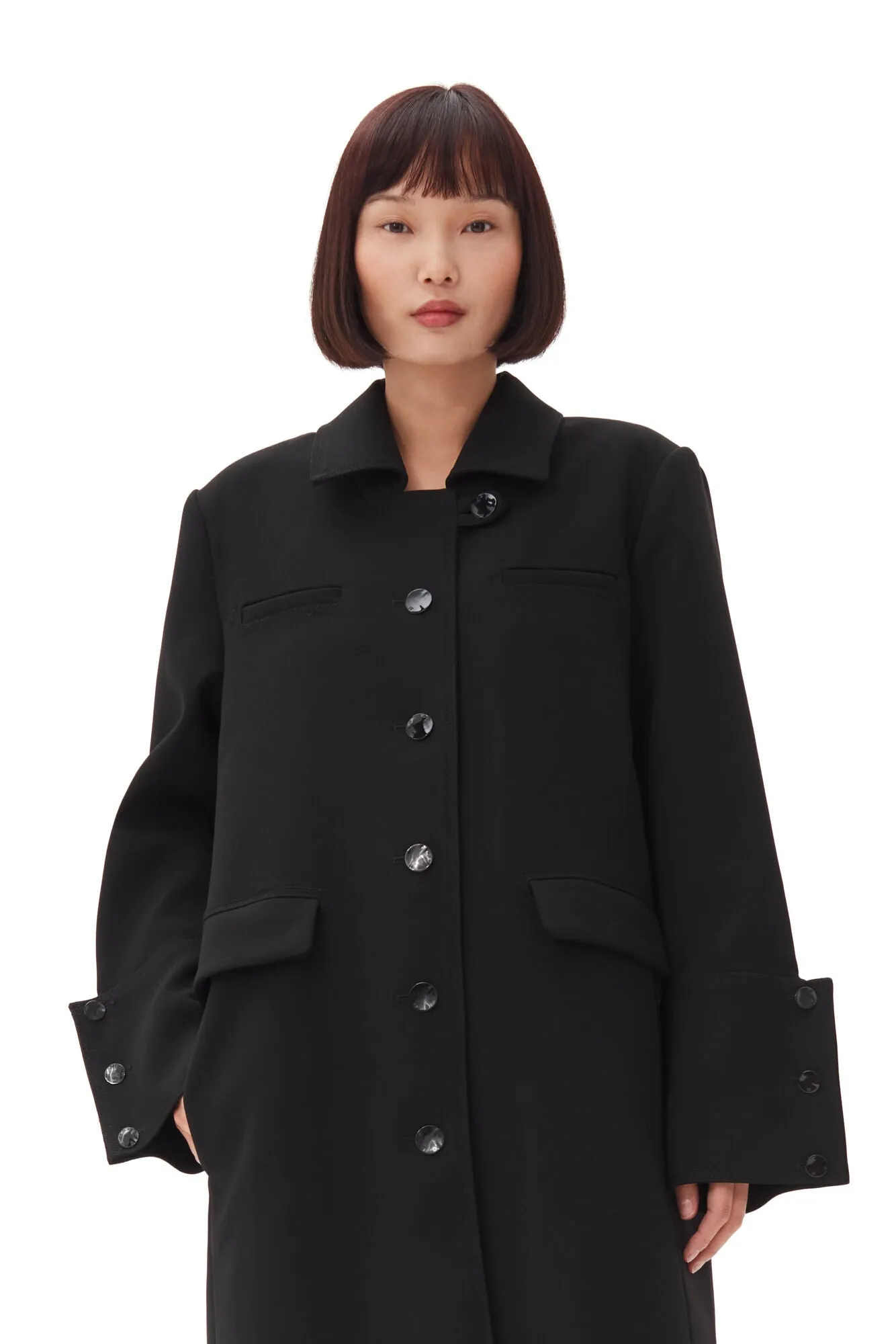 Bonded Crepe Coat | Black