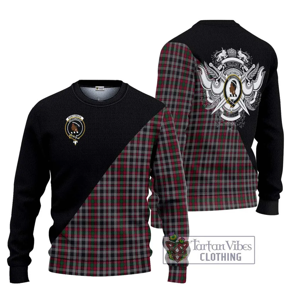 Borthwick Tartan Ugly Sweater with Family Crest and Military Logo Style