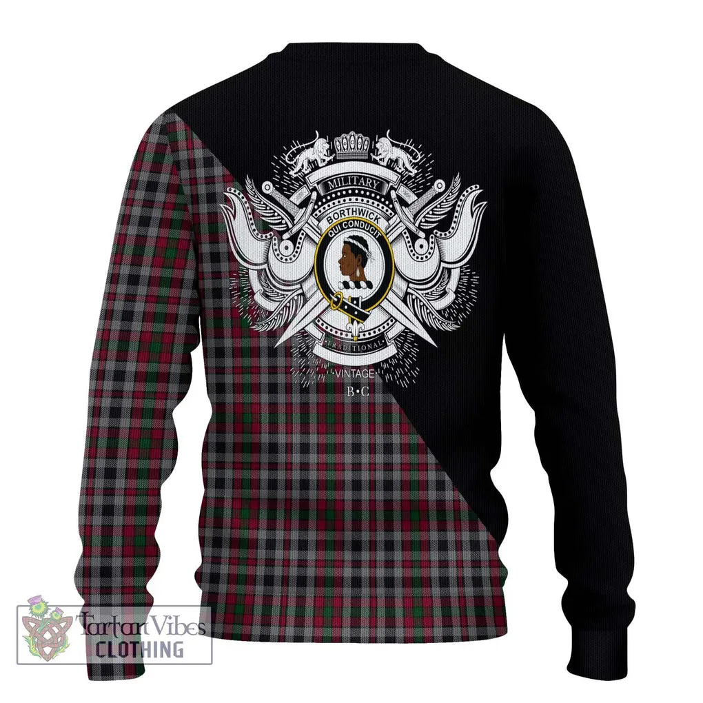 Borthwick Tartan Ugly Sweater with Family Crest and Military Logo Style