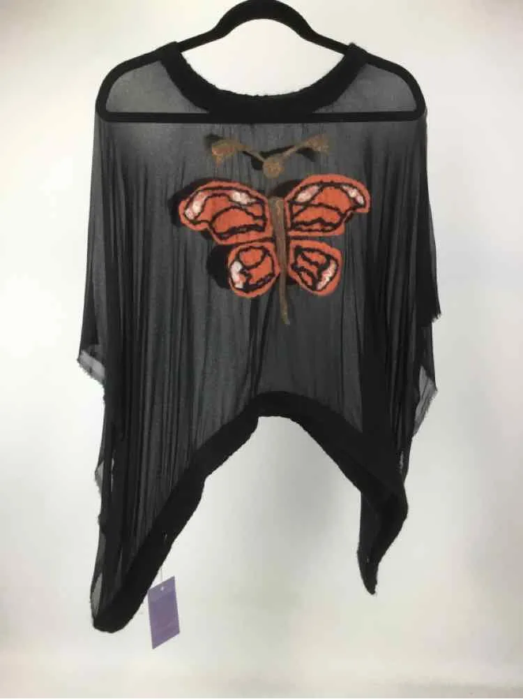 BrisingDesigns Size One Size Black/Orange NWT Felt Butterfly Handmade Poncho