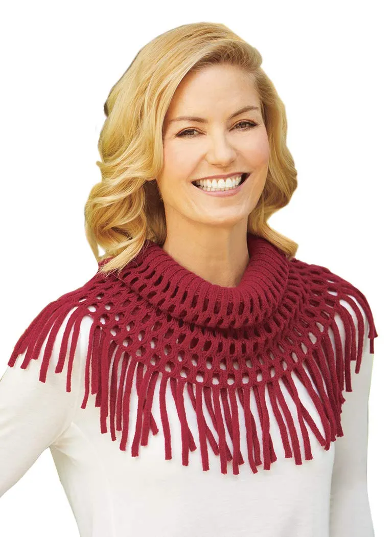 Britt's Knits womens Britt's Knits Fringe Benefits Infinity Fashion Scarf, Burgundy, One Size US