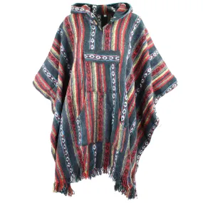 Brushed Gheri Cotton Poncho - 06 Black Red