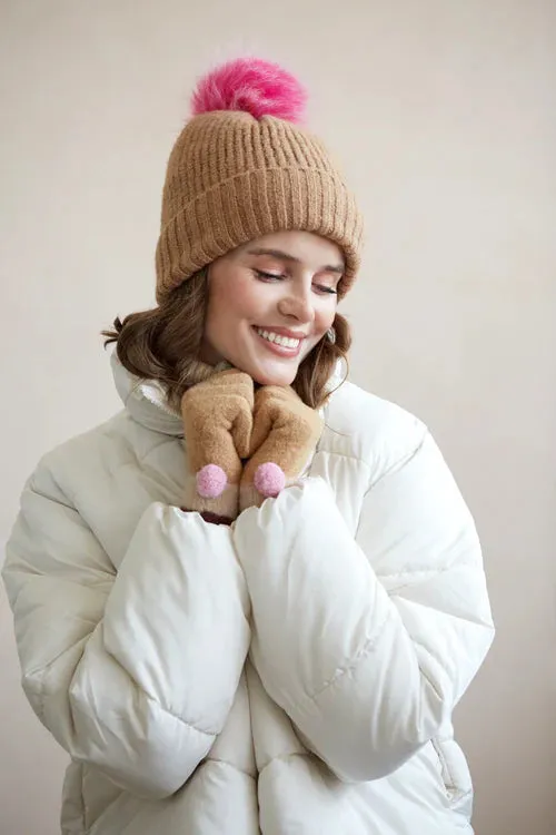 Camel Pick-A-Pom Knit Hat