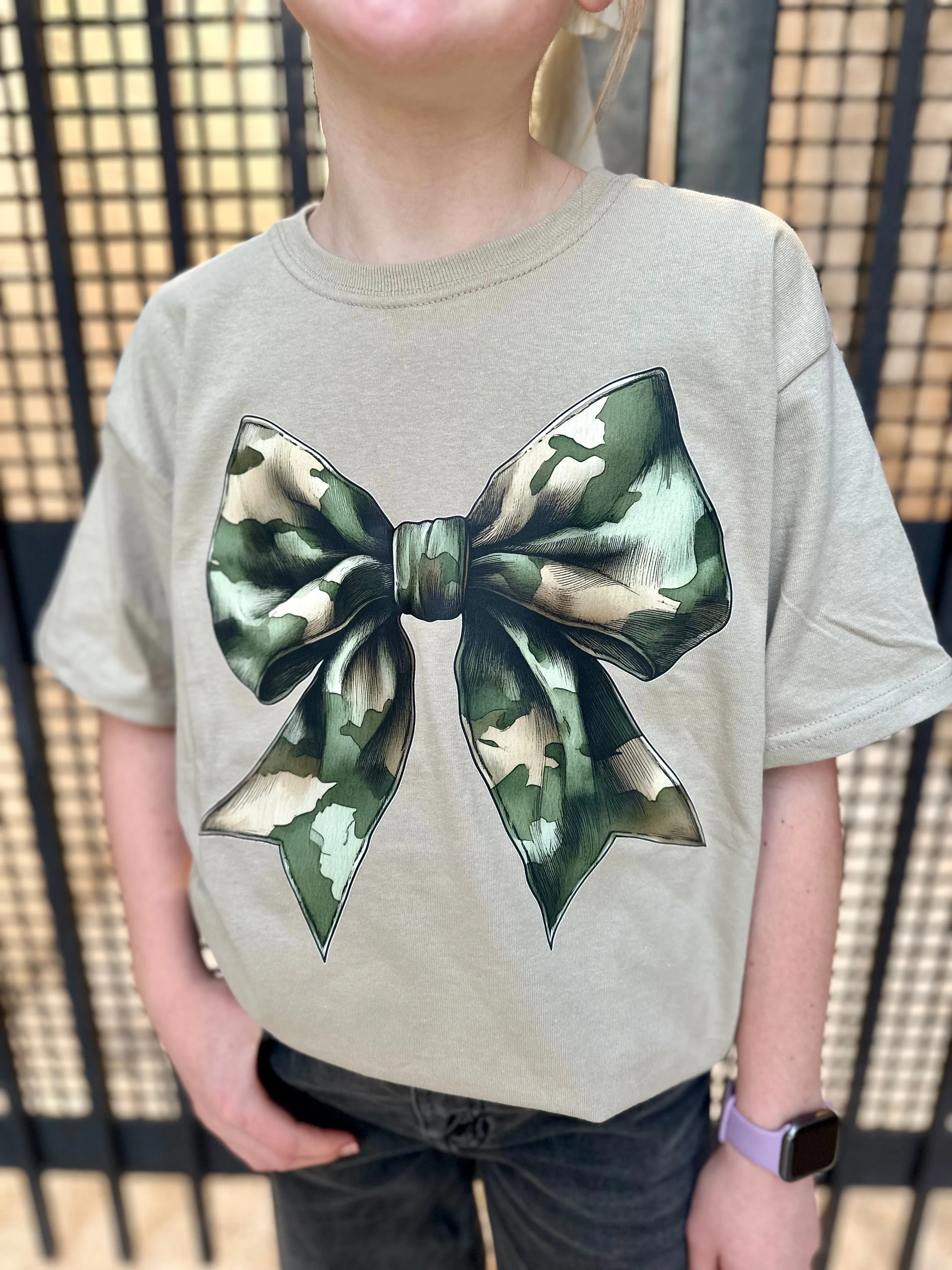 Camo Bow Tee- Youth