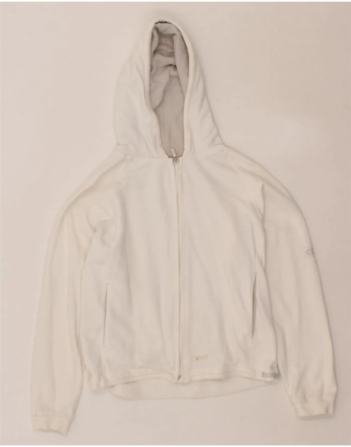 CHAMPION Womens Crop Zip Hoodie Sweater UK 10 Small White