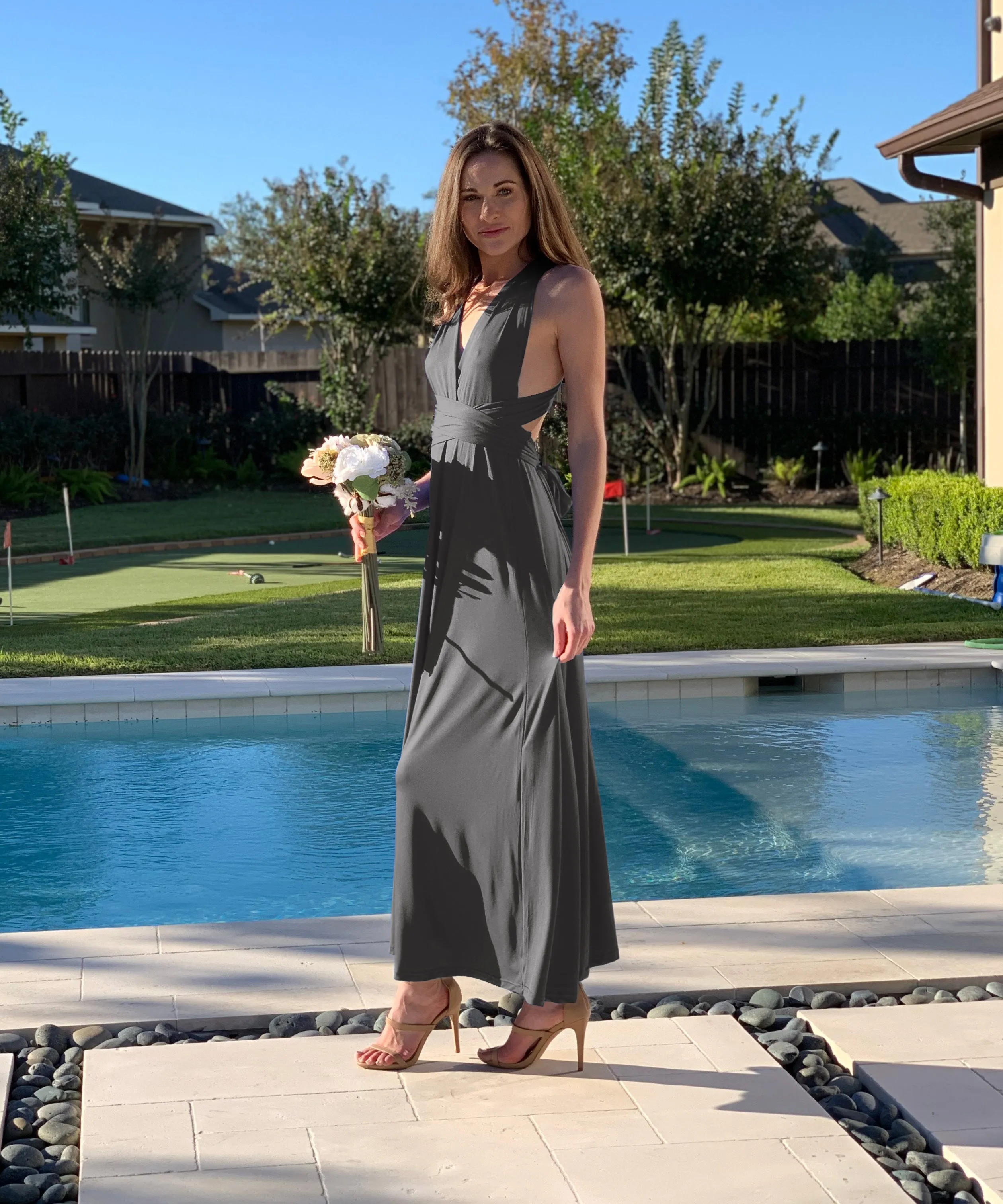 Charcoal Bridesmaid Maxi Dress