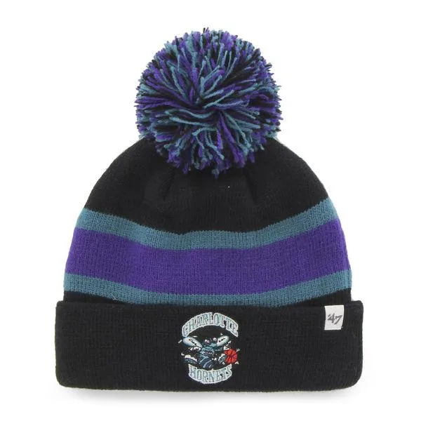 Charlotte Hornets 47 Brand Black Breakaway Retro 1988 Poofball Beanie Hat Cap