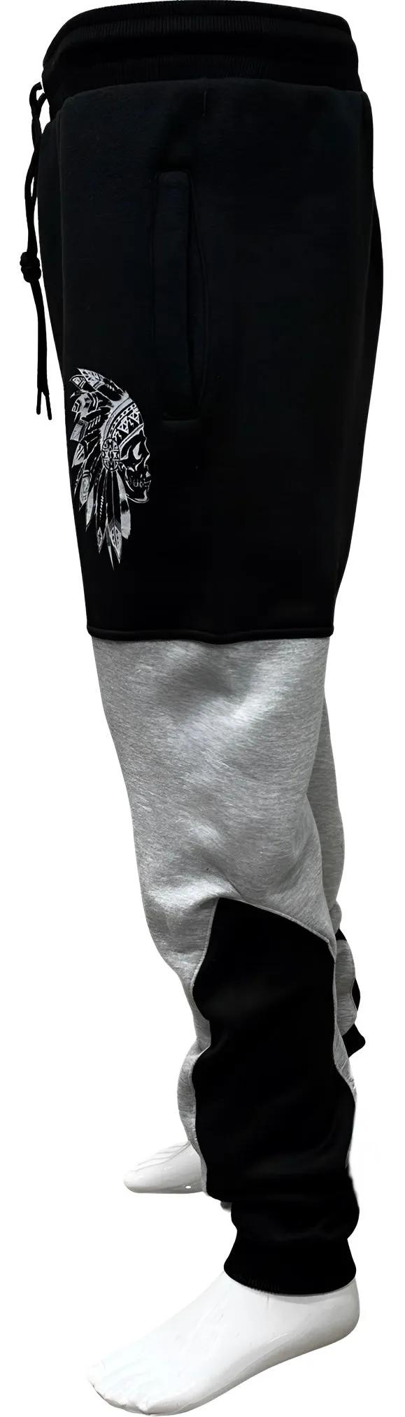 ^CHIEFIN’^ (BLACK-GREY) JOGGER SWEATPANTS (CUT & SEW)