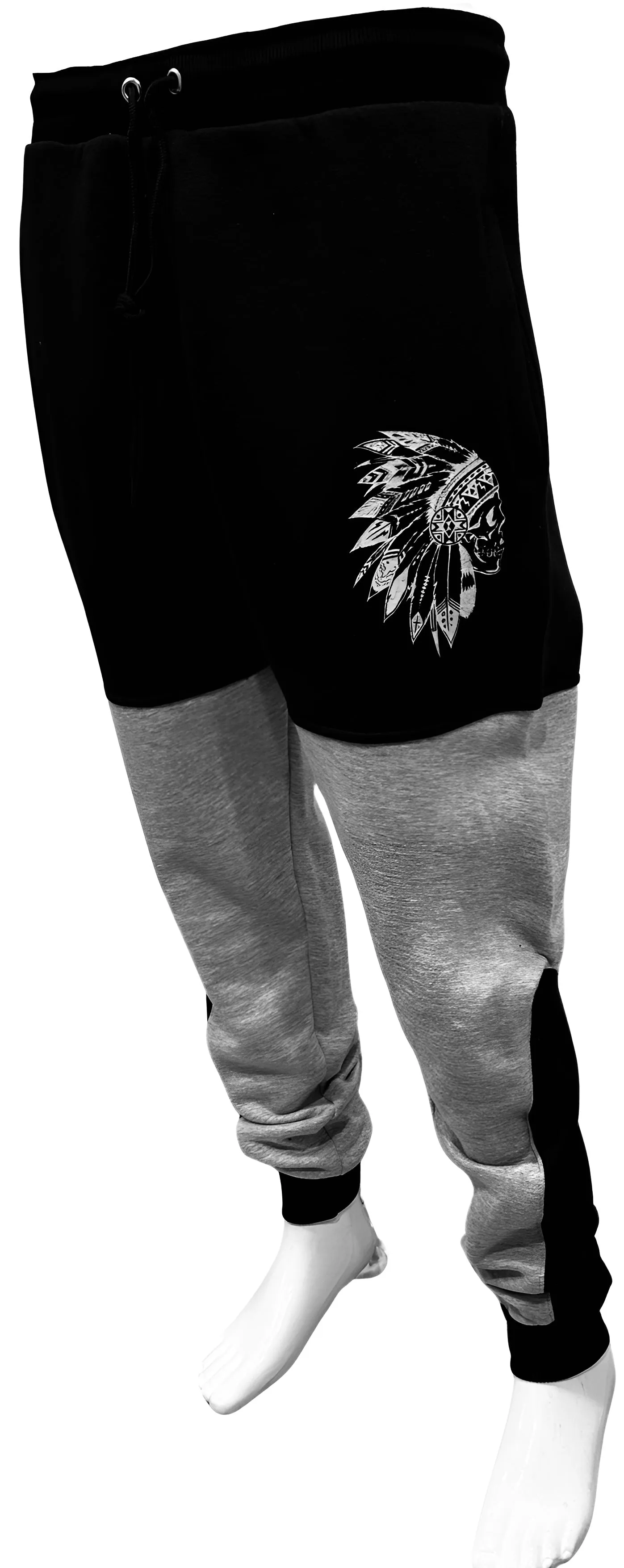 ^CHIEFIN’^ (BLACK-GREY) JOGGER SWEATPANTS (CUT & SEW)