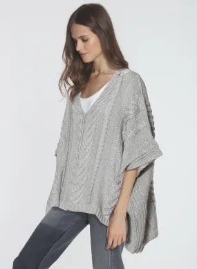 Chloe Cable Poncho - Grey