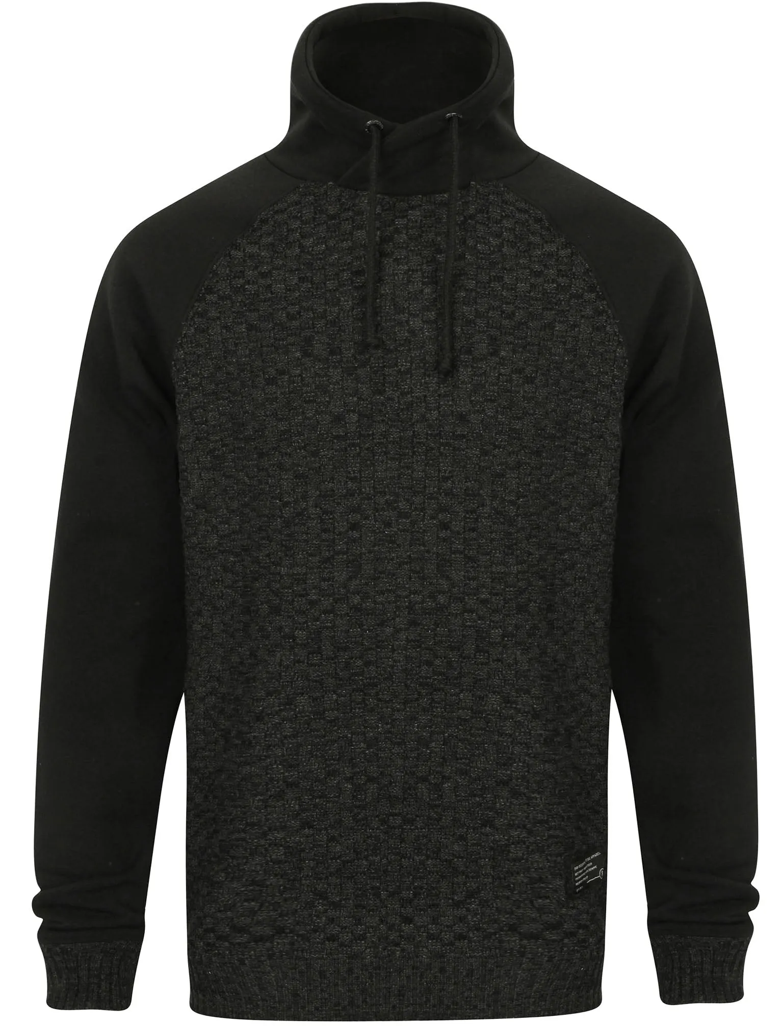 Clayton Pullover Sweatshirt with Knitted Panel in Black - Tokyo Laundry