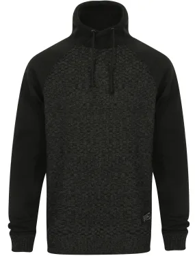 Clayton Pullover Sweatshirt with Knitted Panel in Black - Tokyo Laundry