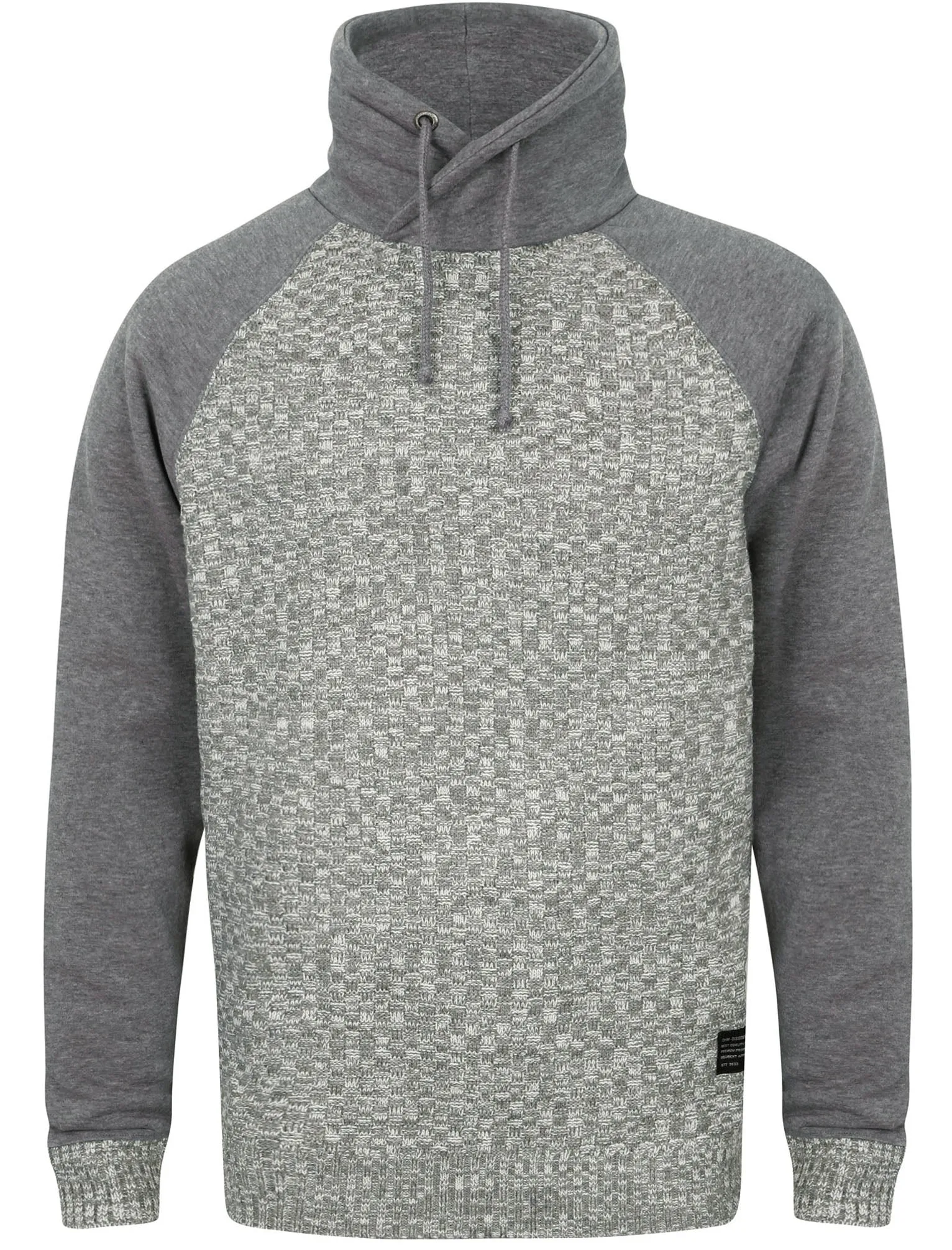 Clayton Pullover Sweatshirt with Knitted Panel in Mid Grey Marl - Tokyo Laundry