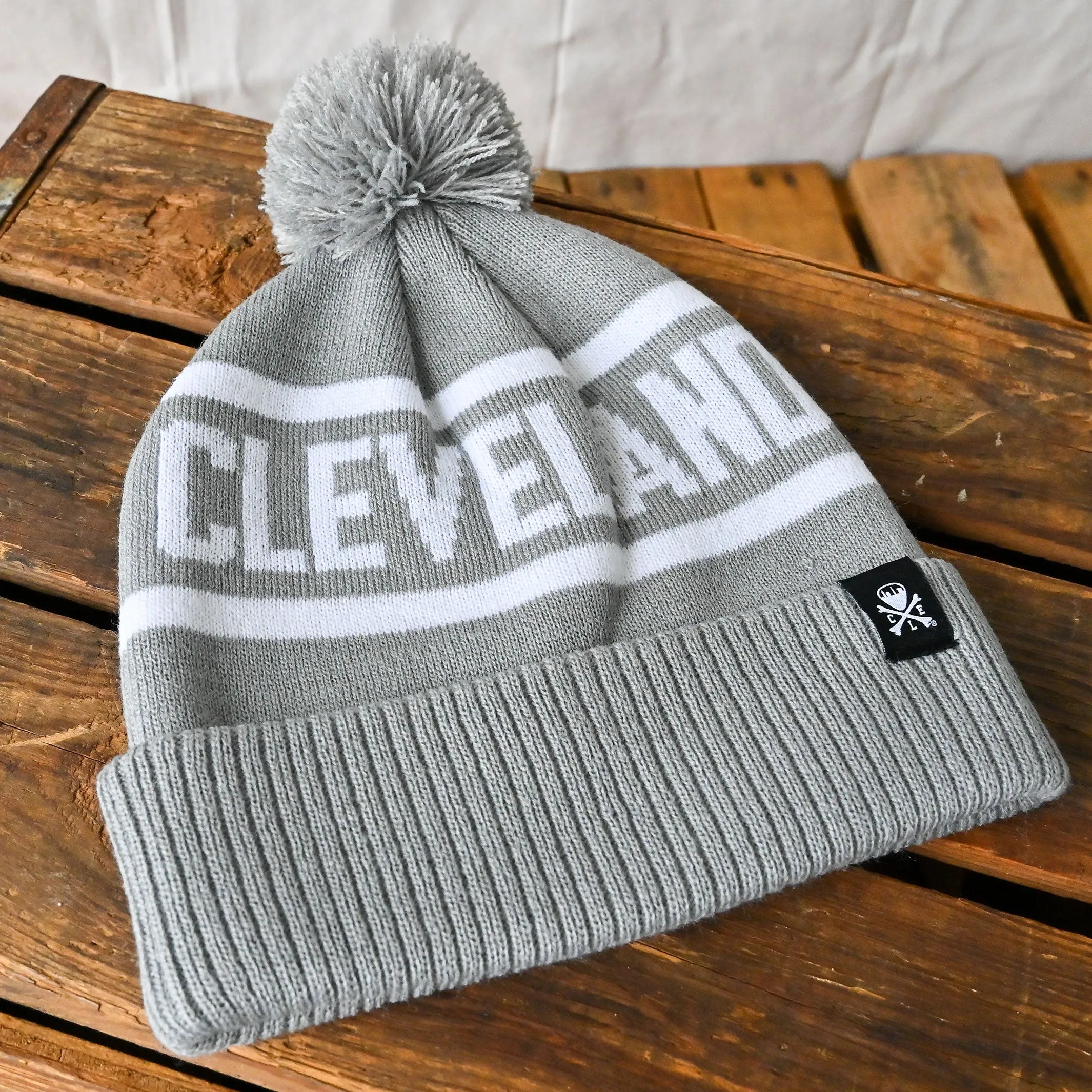 Cleveland Jacquard Pom Beanie - Grey