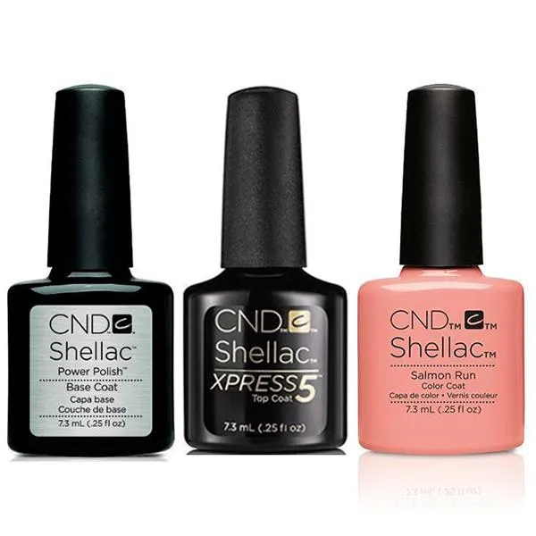 CND - Shellac Xpress5 Combo - Base, Top & Salmon Run (0.25 oz)